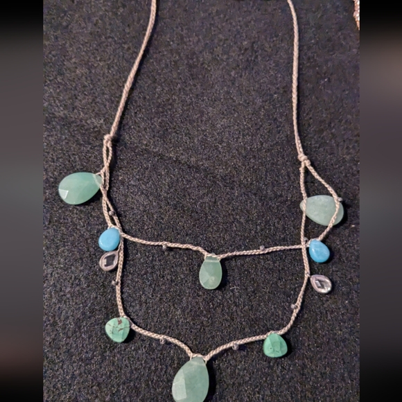 Silpada Cubic Zirconia Amazonite Howlite Turquoise Silver Knotted Necklace - Picture 4 of 9